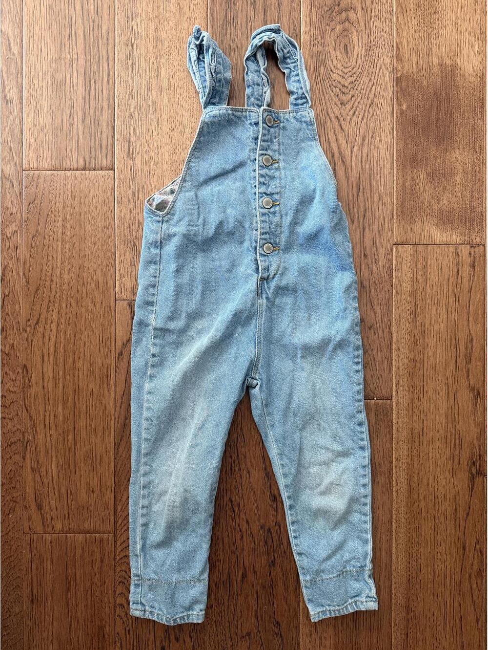 Zara Kids Ruffled denim overalls size 3/4